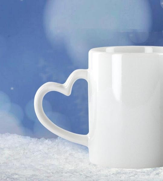 Personalised Heart Handle Printed Mugs